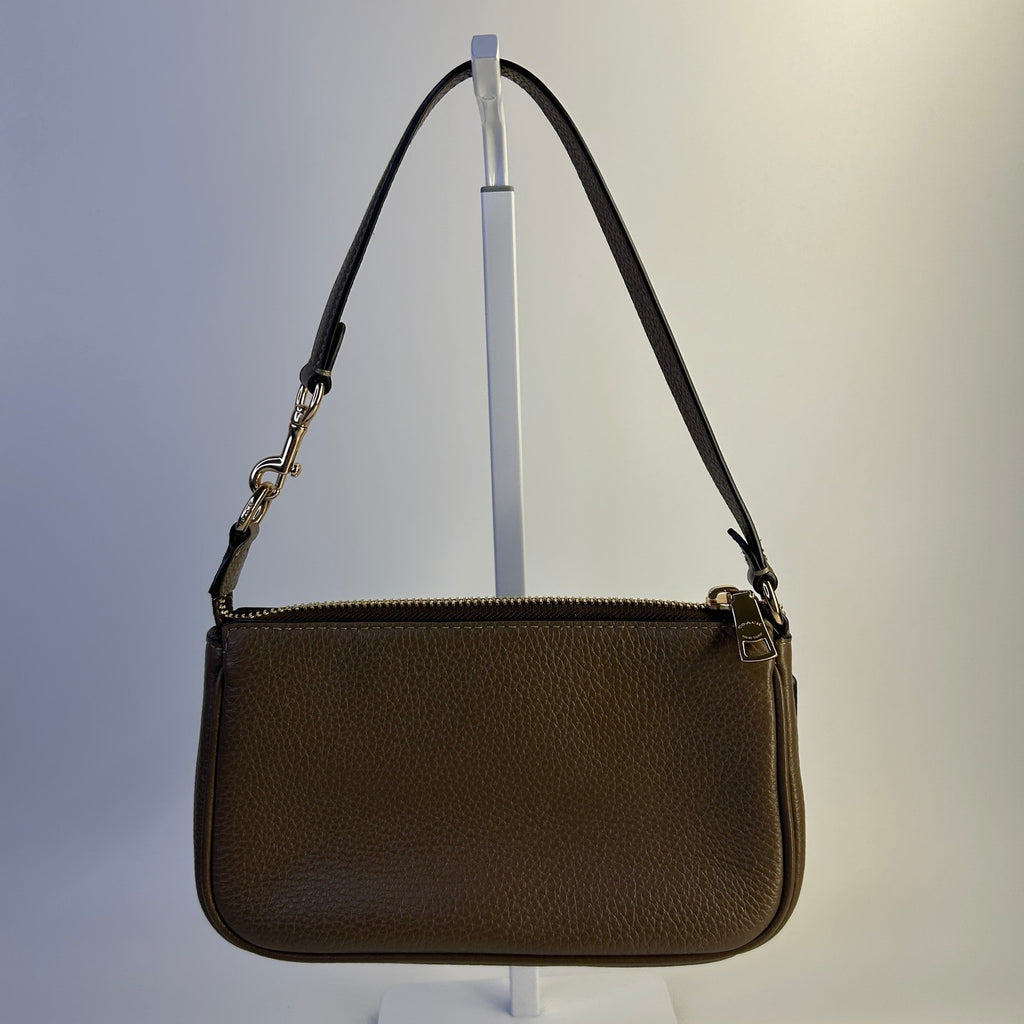 Coach Nolita 19 Brown Refined Pebble Leather Wristlet Bag Good1