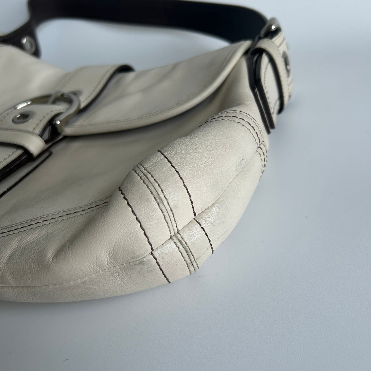 Coach Soho Flap Chalk White Leather Shoulder Bag F10909 Good3