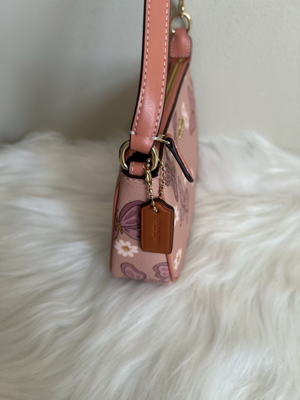 Coach Nolita 19 Pink Butterfly Daisy Pebbled Leather Shoulder Bag Excellent2