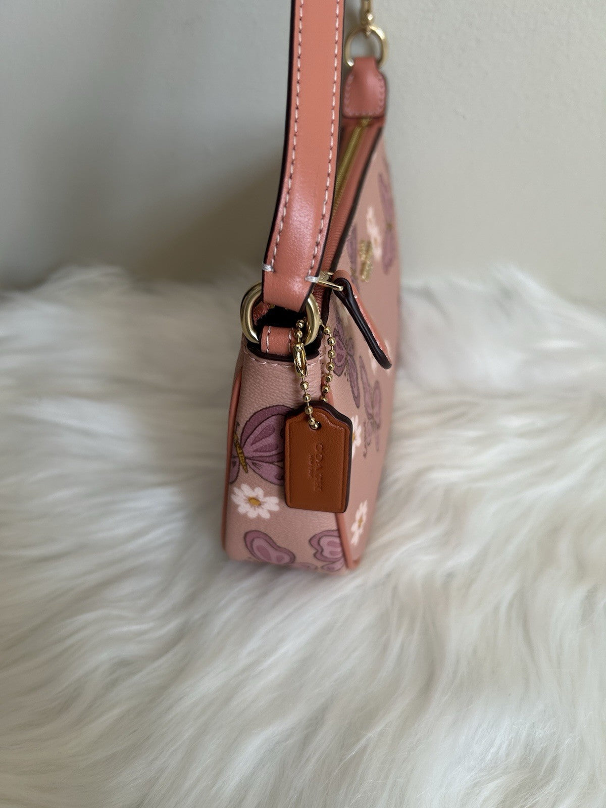 Coach Nolita 19 Pink Butterfly Daisy Pebbled Leather Shoulder Bag Excellent2