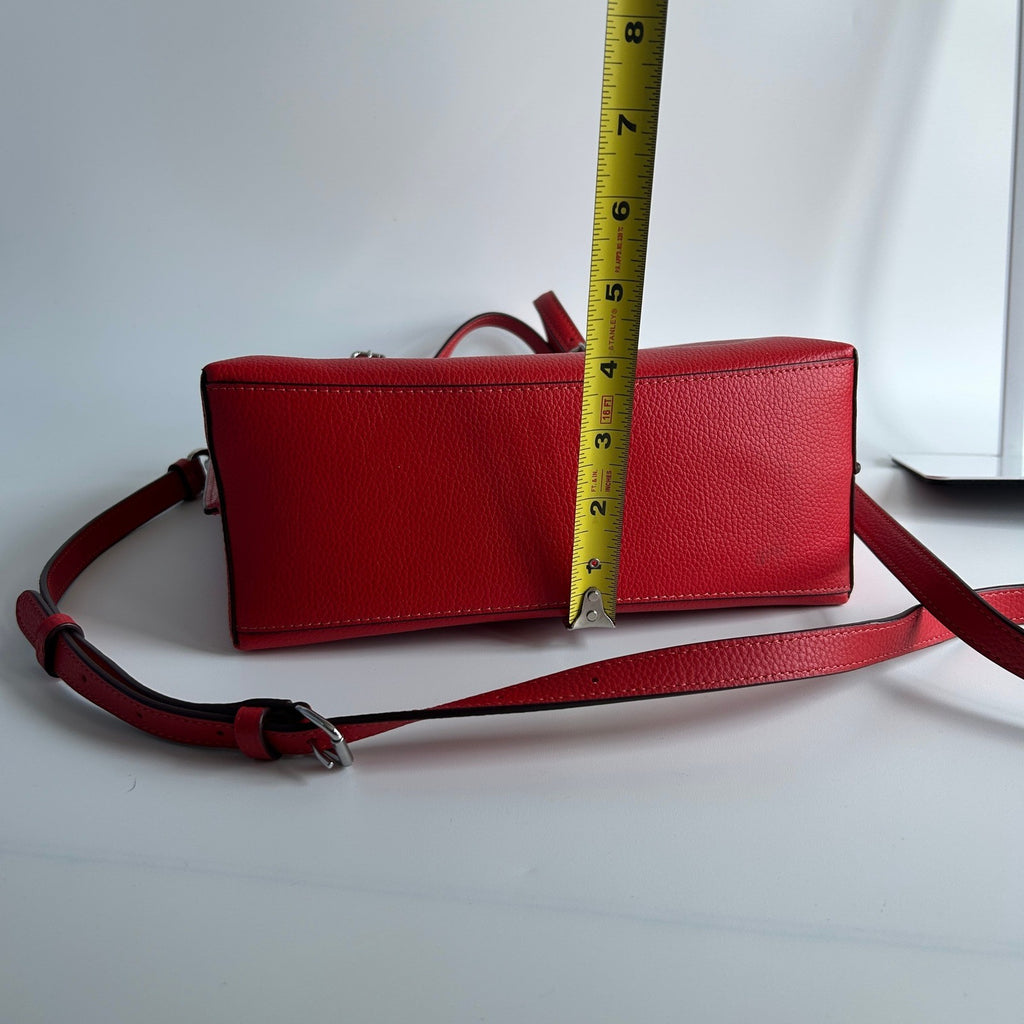 Coach Mollie Tote 25 Red Pebbled Leather Shoulder Bag Excellent8