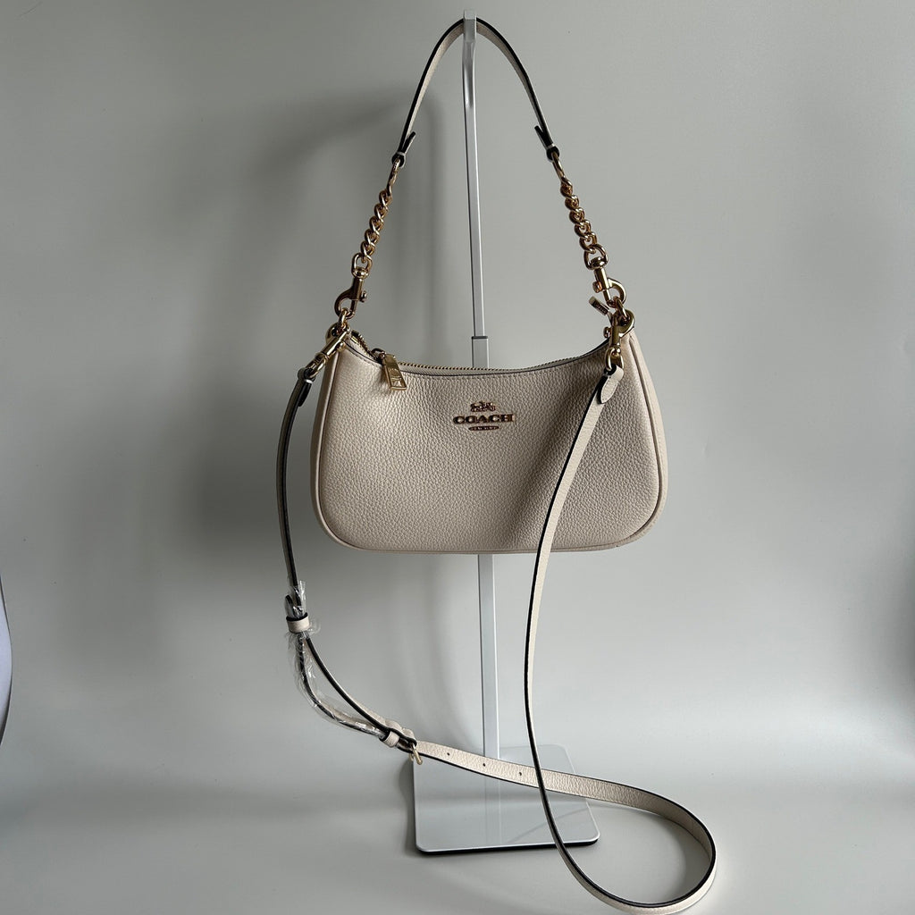 Coach Teri Chalk White Pebbled Leather Shoulder Bag CV934 Excellent2