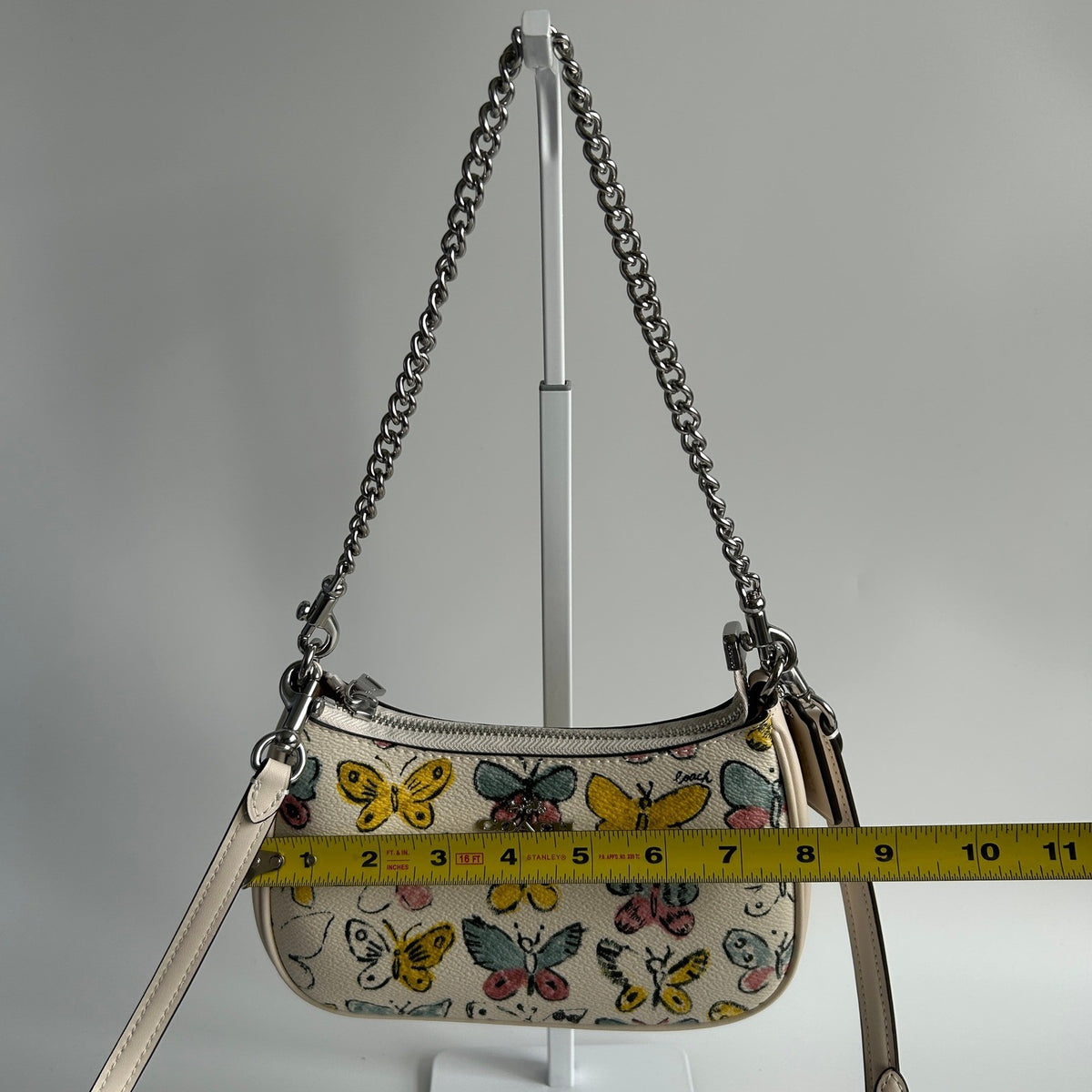 Coach Teri Mini Crossbody Chalk White Butterfly Coated Canvas Bag Excellent8