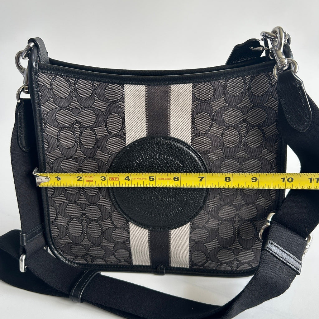 Coach Dempsey File Bag Charcoal Signature Jacquard Leather Crossbody Excellent4