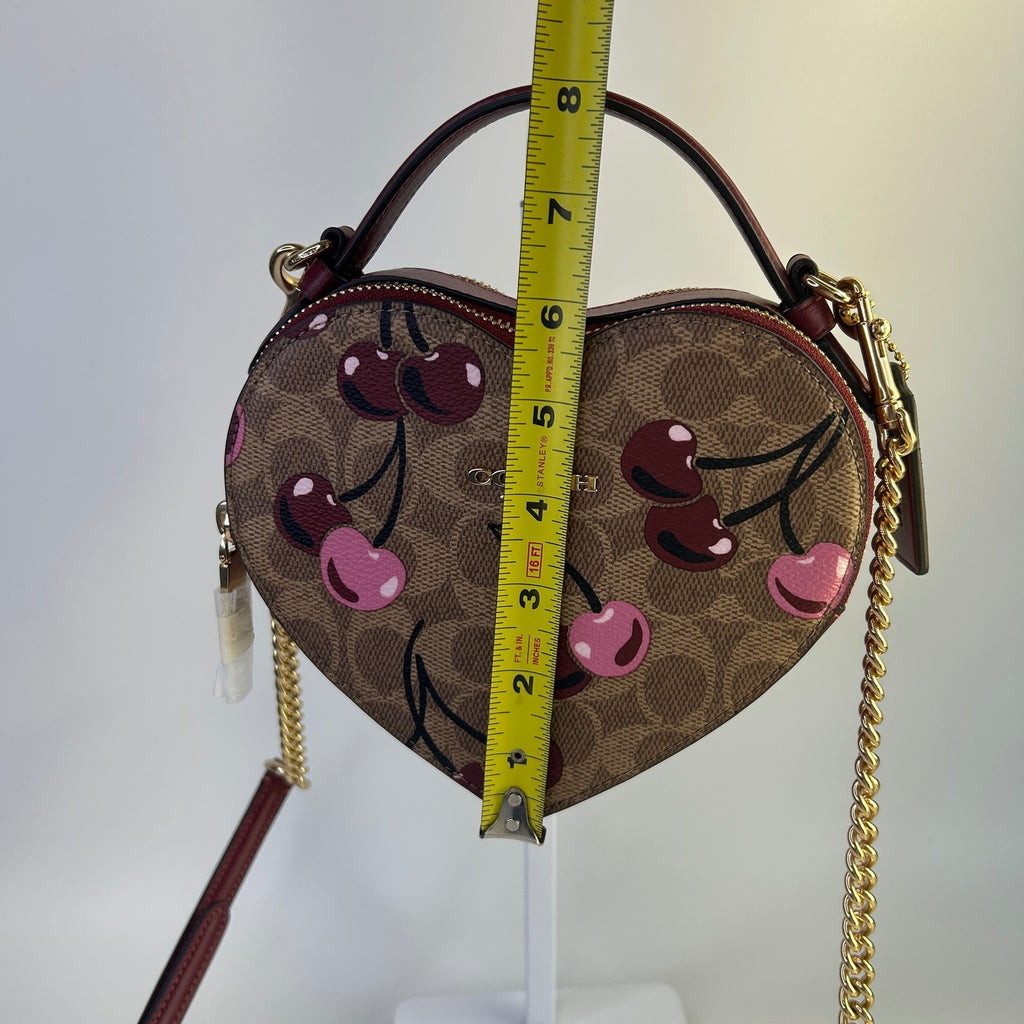 Coach Heart Crossbody Tan Multi Signature Canvas Cherry Print CY706 NWT6
