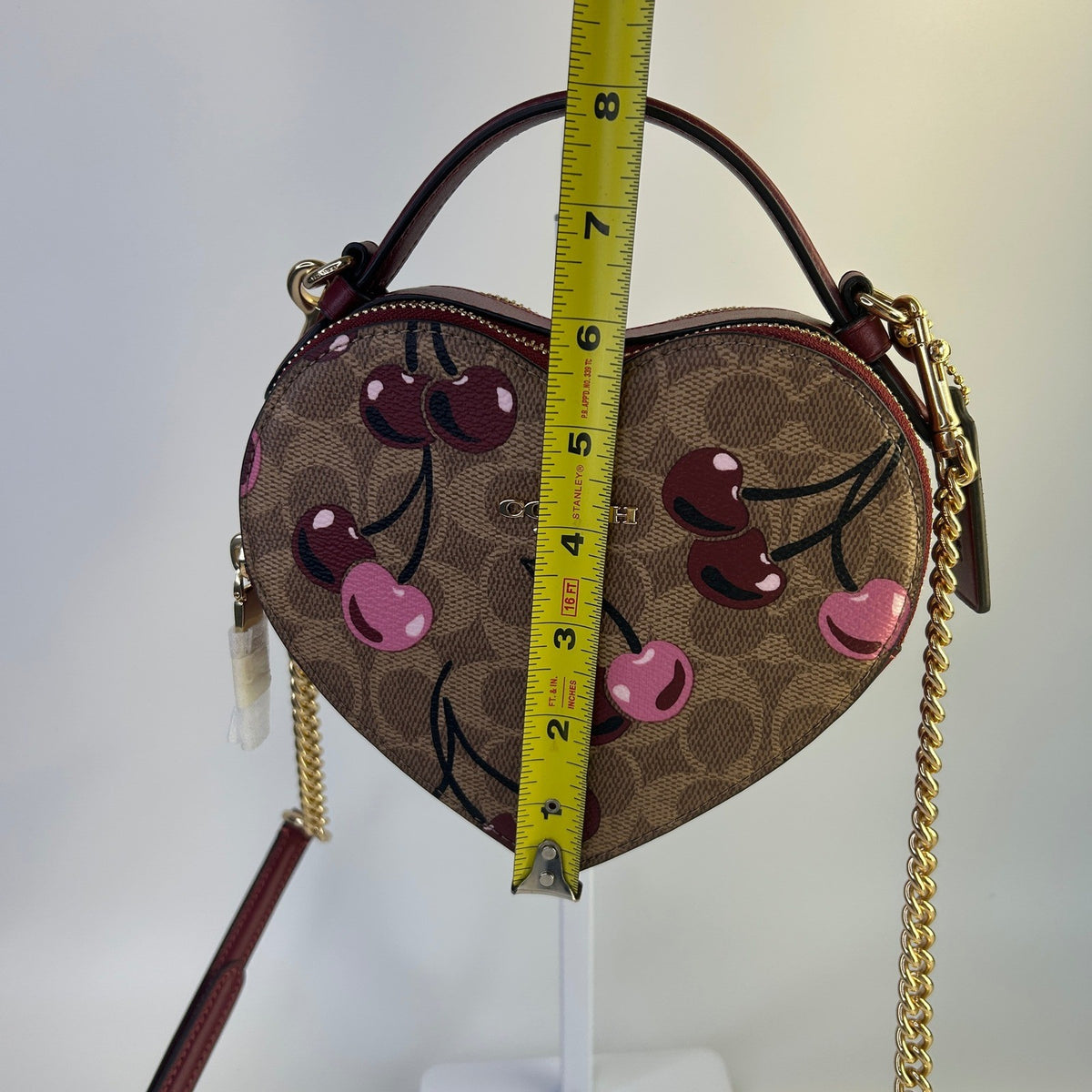 Coach Heart Crossbody Tan Multi Signature Canvas Cherry Print CY706 NWT6