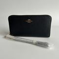 Coach Long Zip Around Black Pebbled Leather Wallet C4451 NEW0