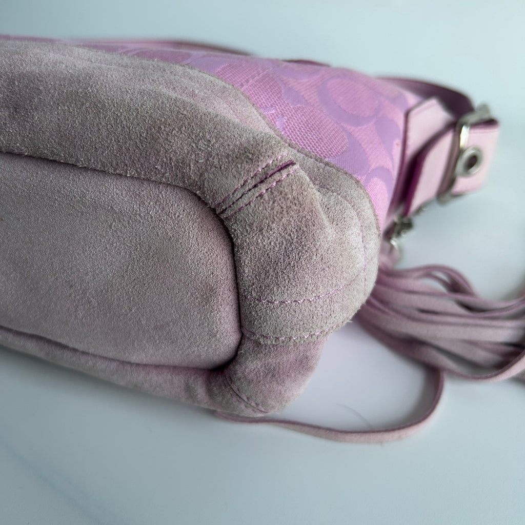 Coach Soho Signature East West Pink Jacquard Suede Shoulder Bag Excellent9