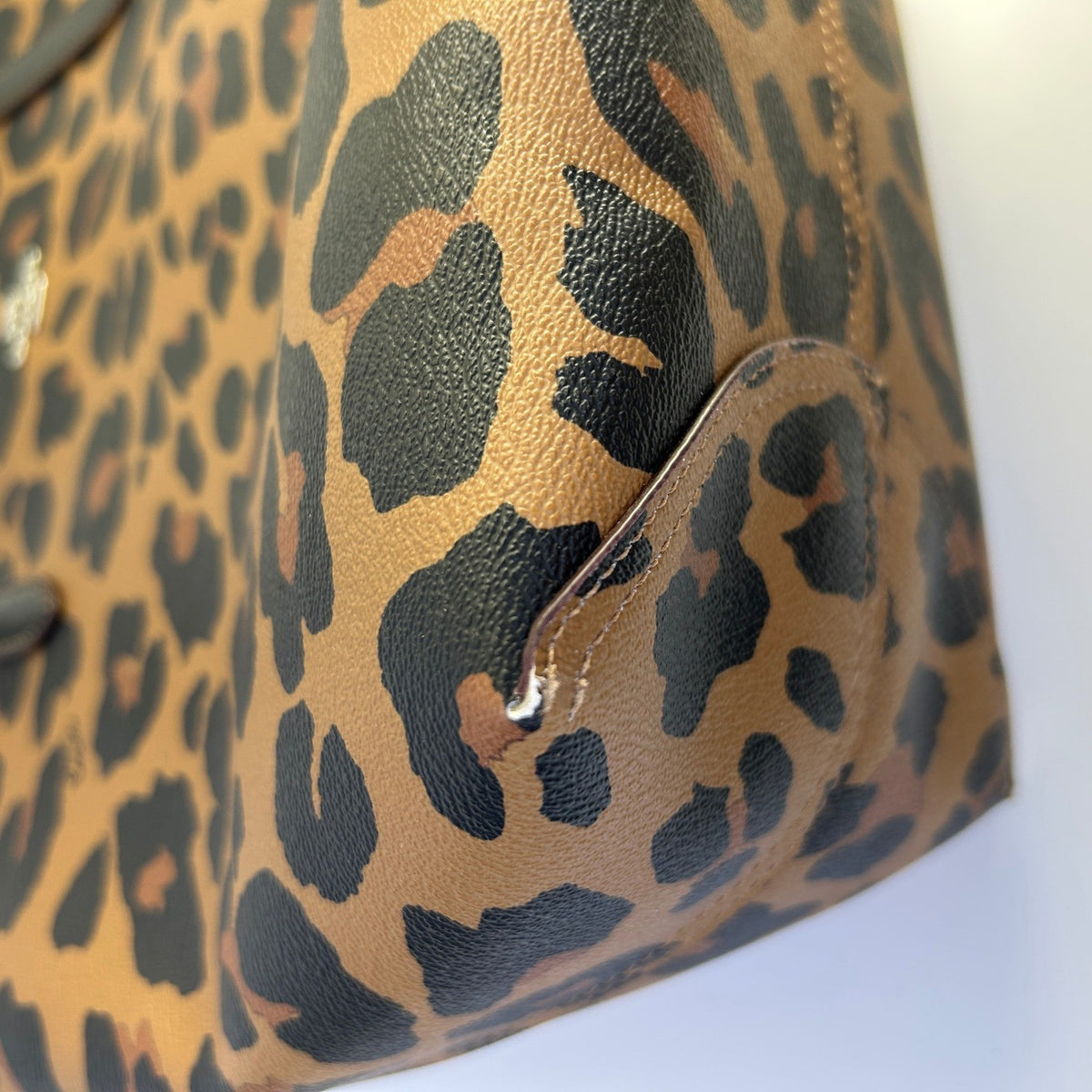 Coach City Tote Leopard Tan Black Coated Canvas Tote Bag Good6