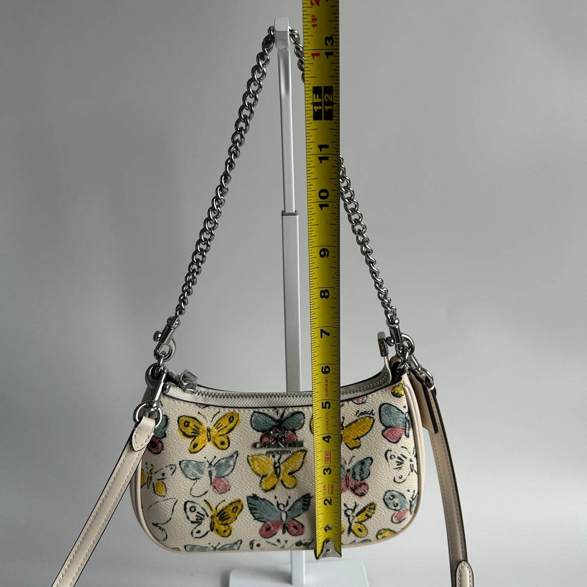 Coach Teri Mini Crossbody Chalk White Butterfly Coated Canvas Bag Excellent9