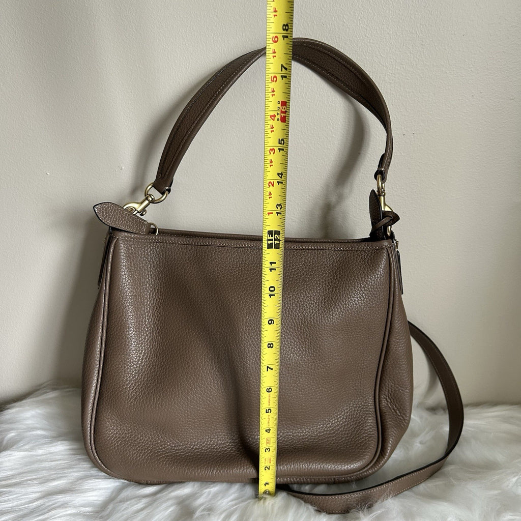 Coach Cary Dark Stone Pebbled Leather Shoulder Bag CC435 Excellent10