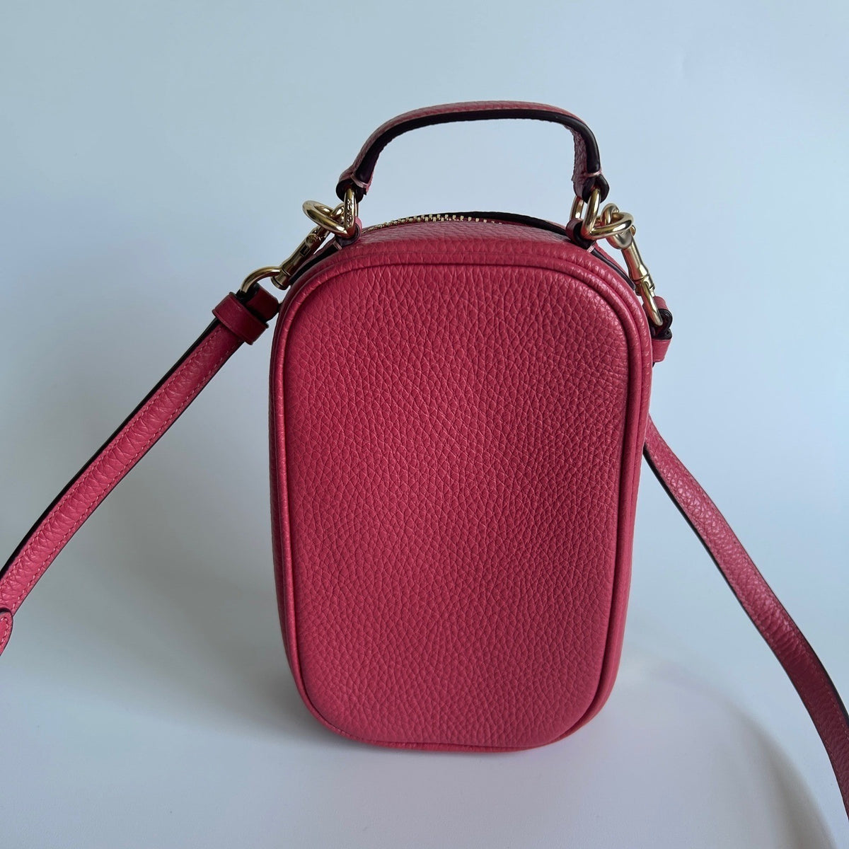 Coach Eva Watermelon Pink Pebbled Leather Crossbody Bag Excellent1