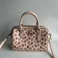 Coach Rowan Satchel Rose Print Pink Leather Satchel Bag GOOD0