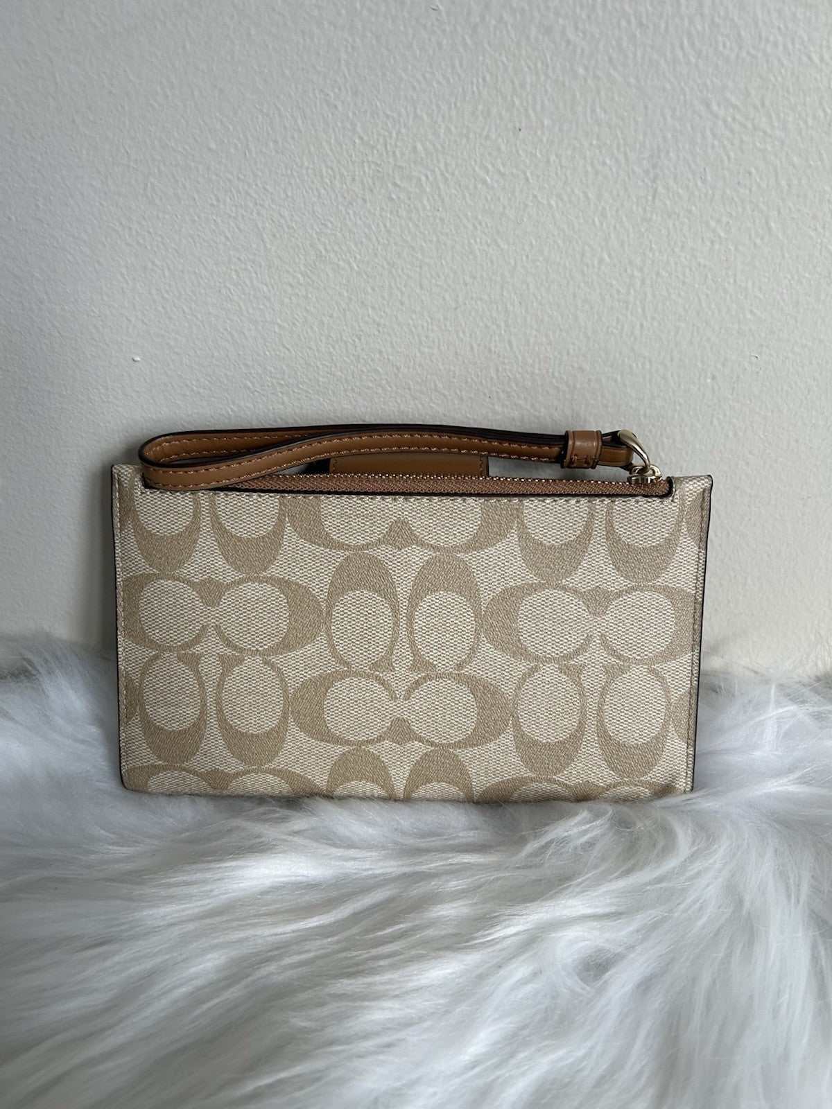Coach Tech Phone Wallet Khaki Saddle Signature Canvas C2874 NWT1