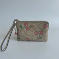 Coach Small Wristlet Signature Canvas Cherry Khaki Multi Coated Canvas Excellent0