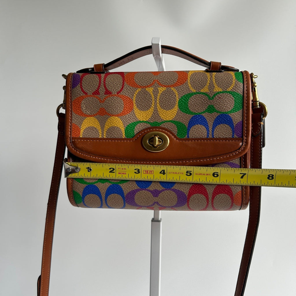 Coach Kip Rainbow Signature Canvas Leather Crossbody Bag Excellent4