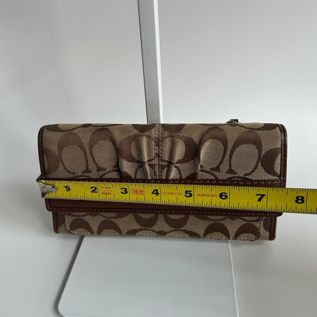Coach Soho Khaki Brown Signature Jacquard Leather Trifold Wallet 42819 Good5