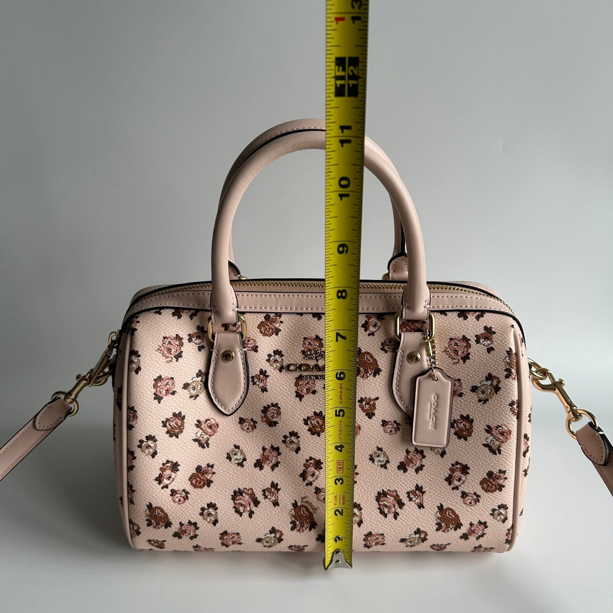 Coach Rowan Satchel Rose Print Pink Leather Satchel Bag GOOD9