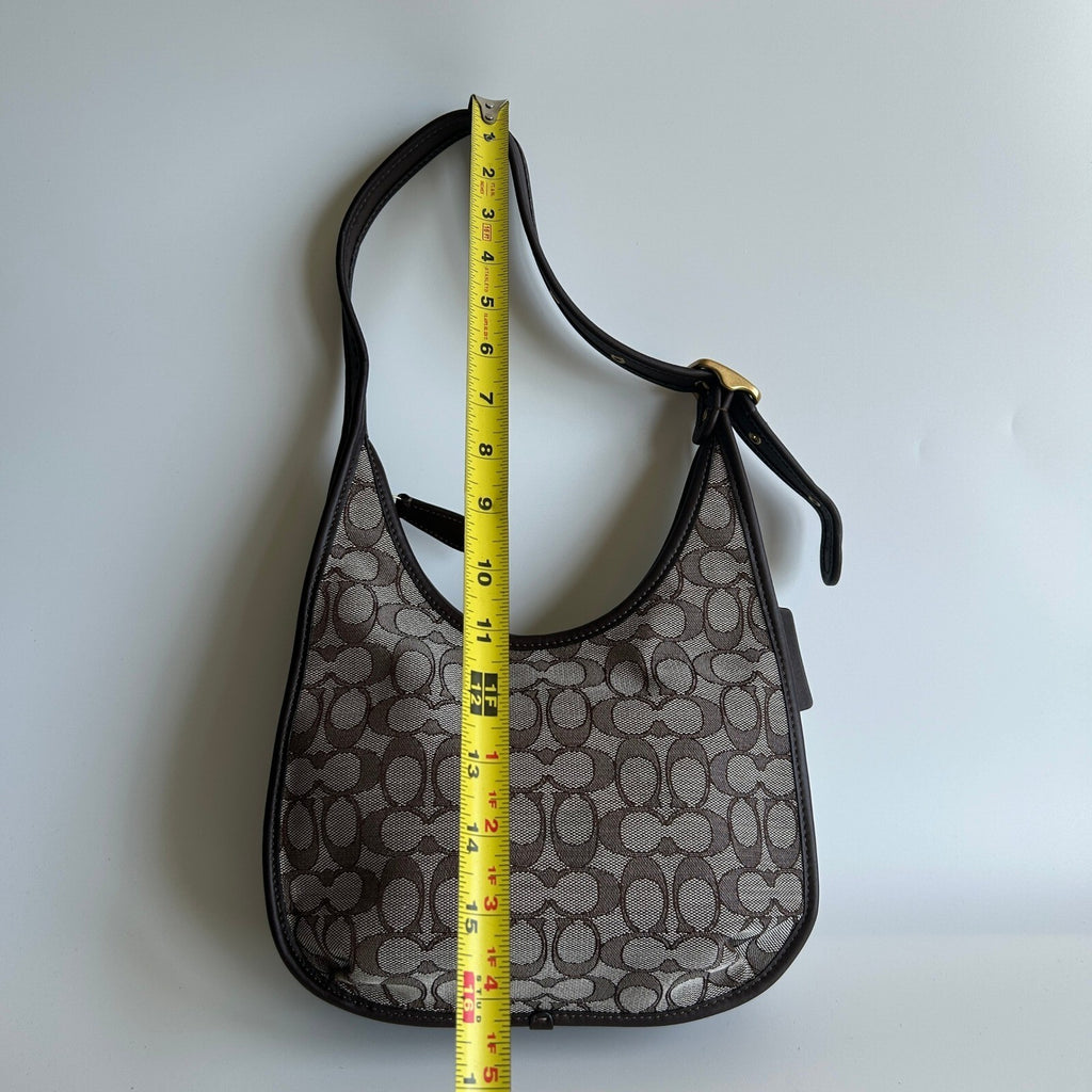 Coach Ergo Curve Zip Hobo Brown Signature Jacquard Shoulder Bag C2588