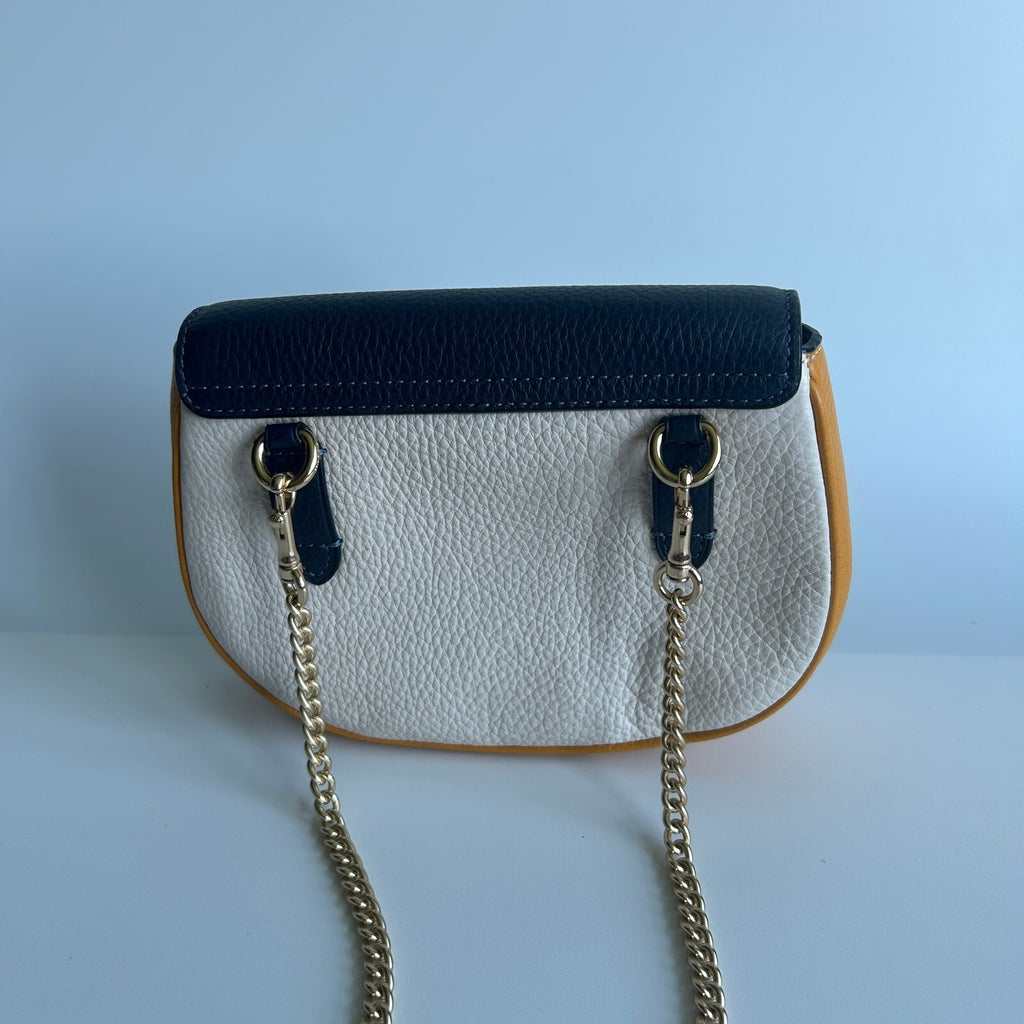 Coach Saddle Belt Bag Yellow Blue White Colorblock Leather Purse C6951