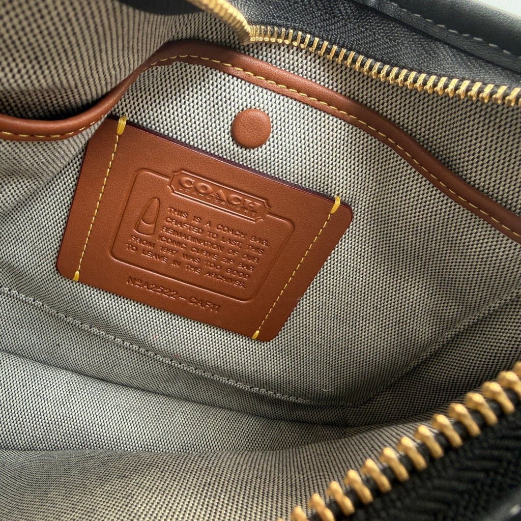 Coach Curve Zip Shoulder Bag Black Glovetanned Leather CAF110