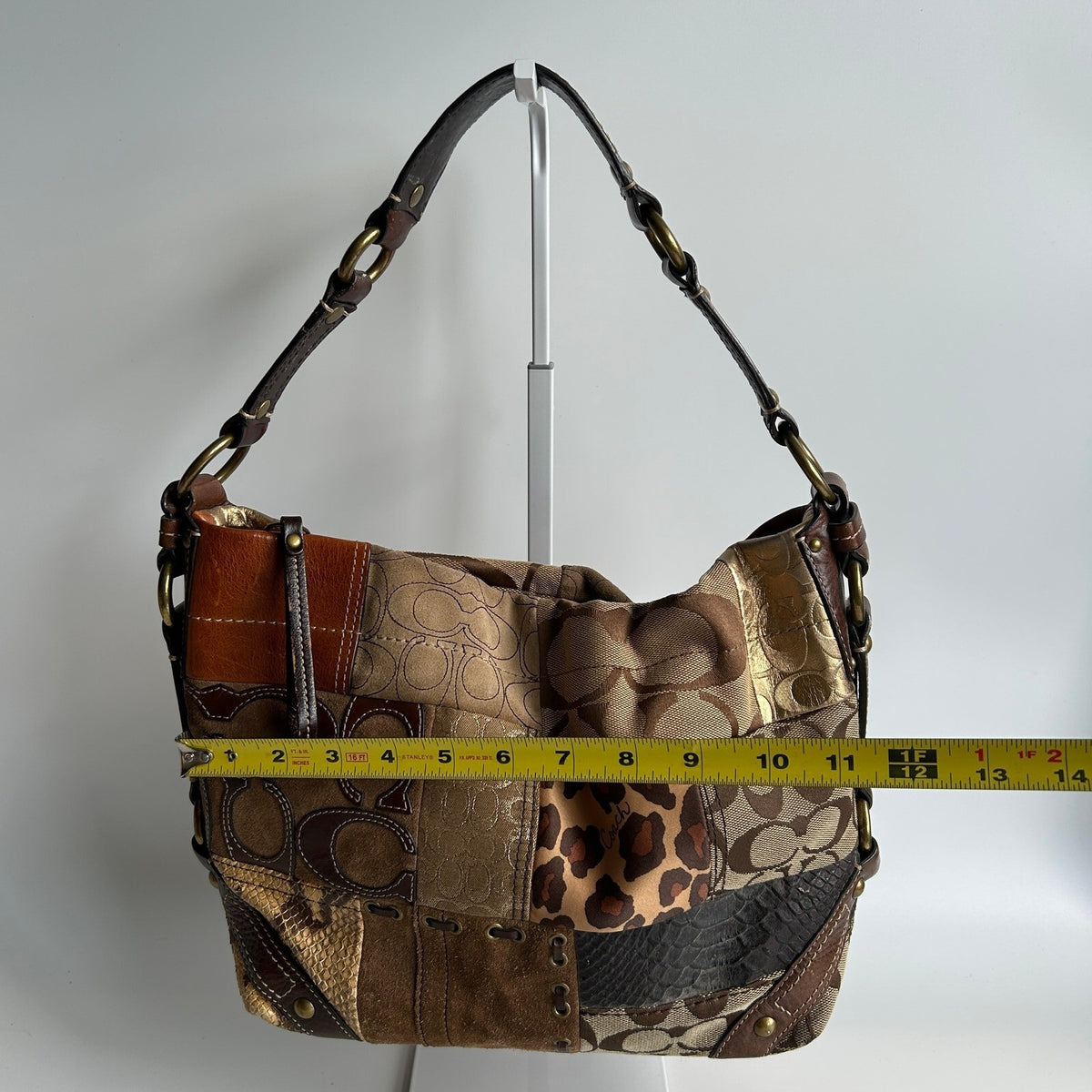 Coach Carly Patchwork Brown Mixed Media Hobo Bag 11496