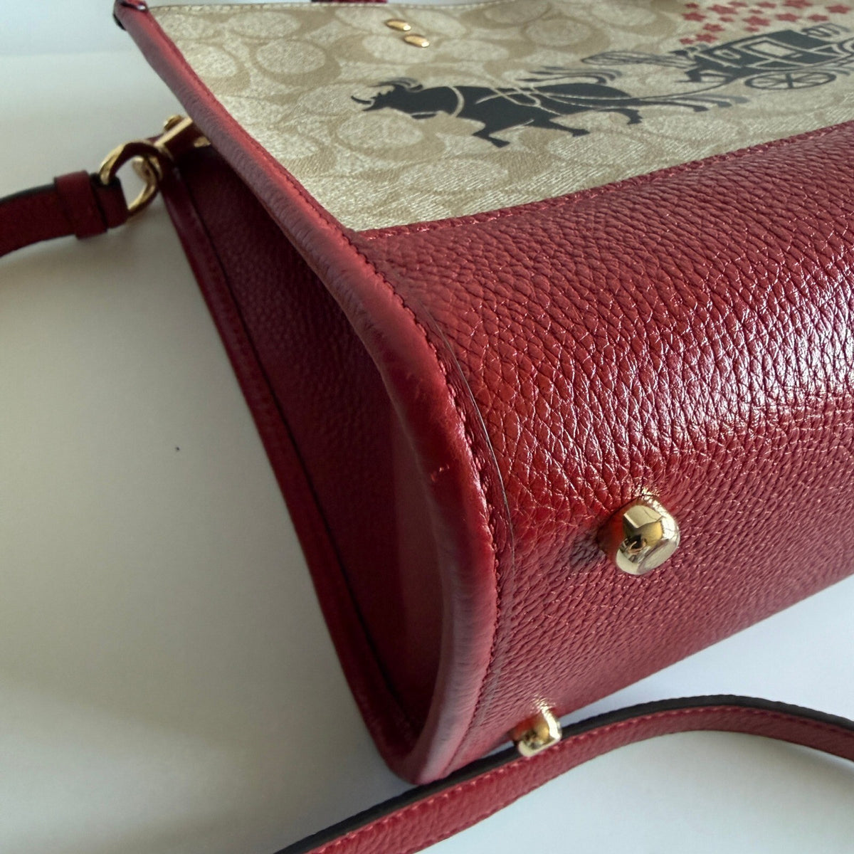 Coach Dempsey Carryall Khaki Red Signature Canvas Tote C2181 Lunar New Year Ox