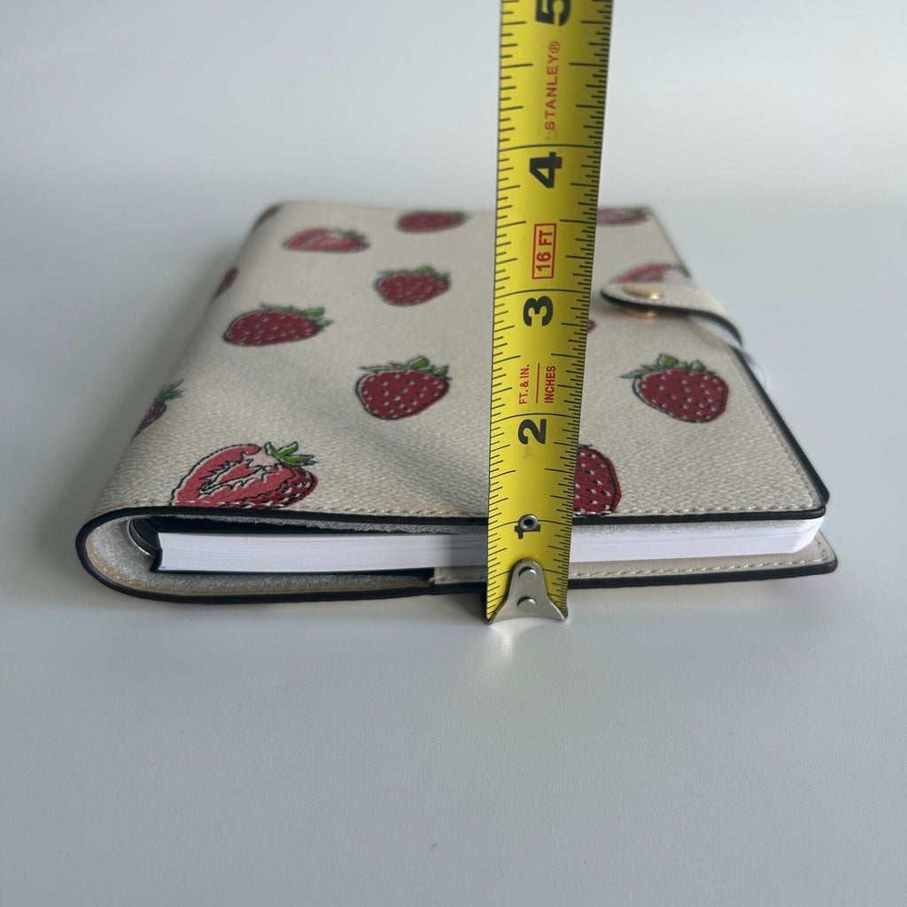 Coach Notebook Signature Canvas Strawberry Print Chalk Multi Leather Cover CH481