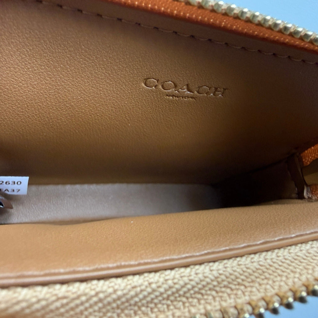 Coach Zip Card Case Pink Floral Daisy Leather Wallet CFA37