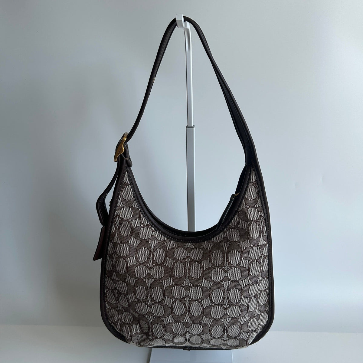 Coach Ergo Curve Zip Hobo Brown Signature Jacquard Shoulder Bag C2588