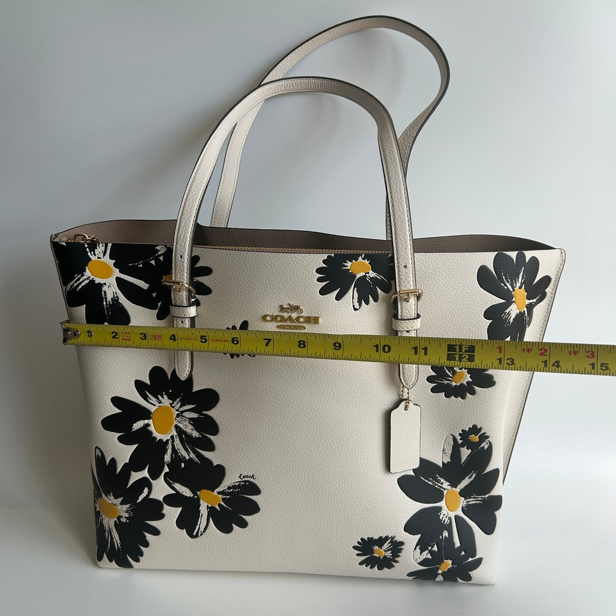 Coach Mollie Tote Chalk Multi Leather Floral Daisy Bag CZ593