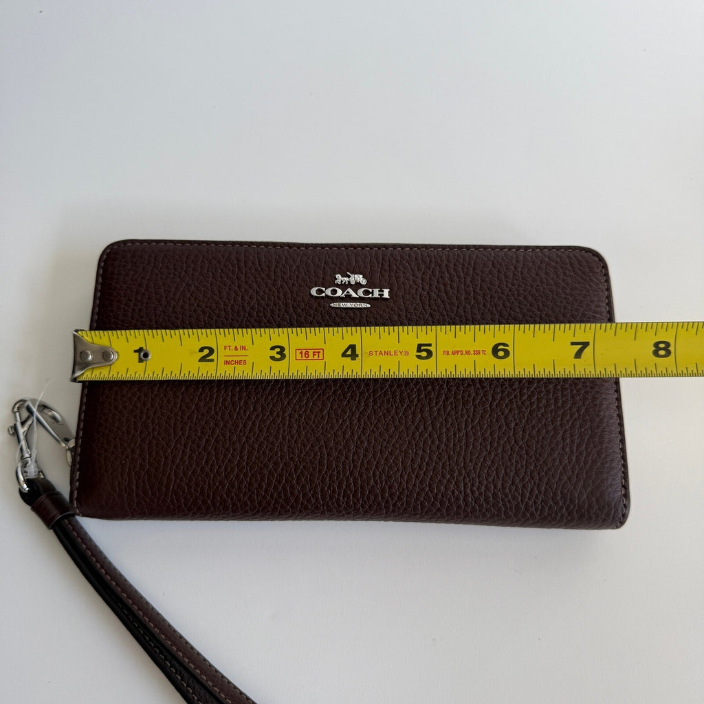 Coach Long Zip Around Wallet Maple Pebbled Leather C4451