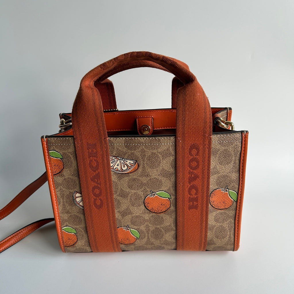 Coach Smith Tote 24 Orange Print Signature Canvas Crossbody Handbag CAR81