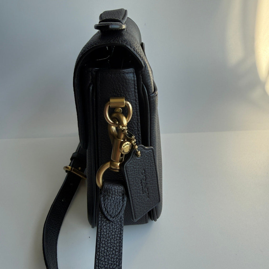 Coach Cassie 19 Black Polished Pebble Leather Crossbody Bag CV437