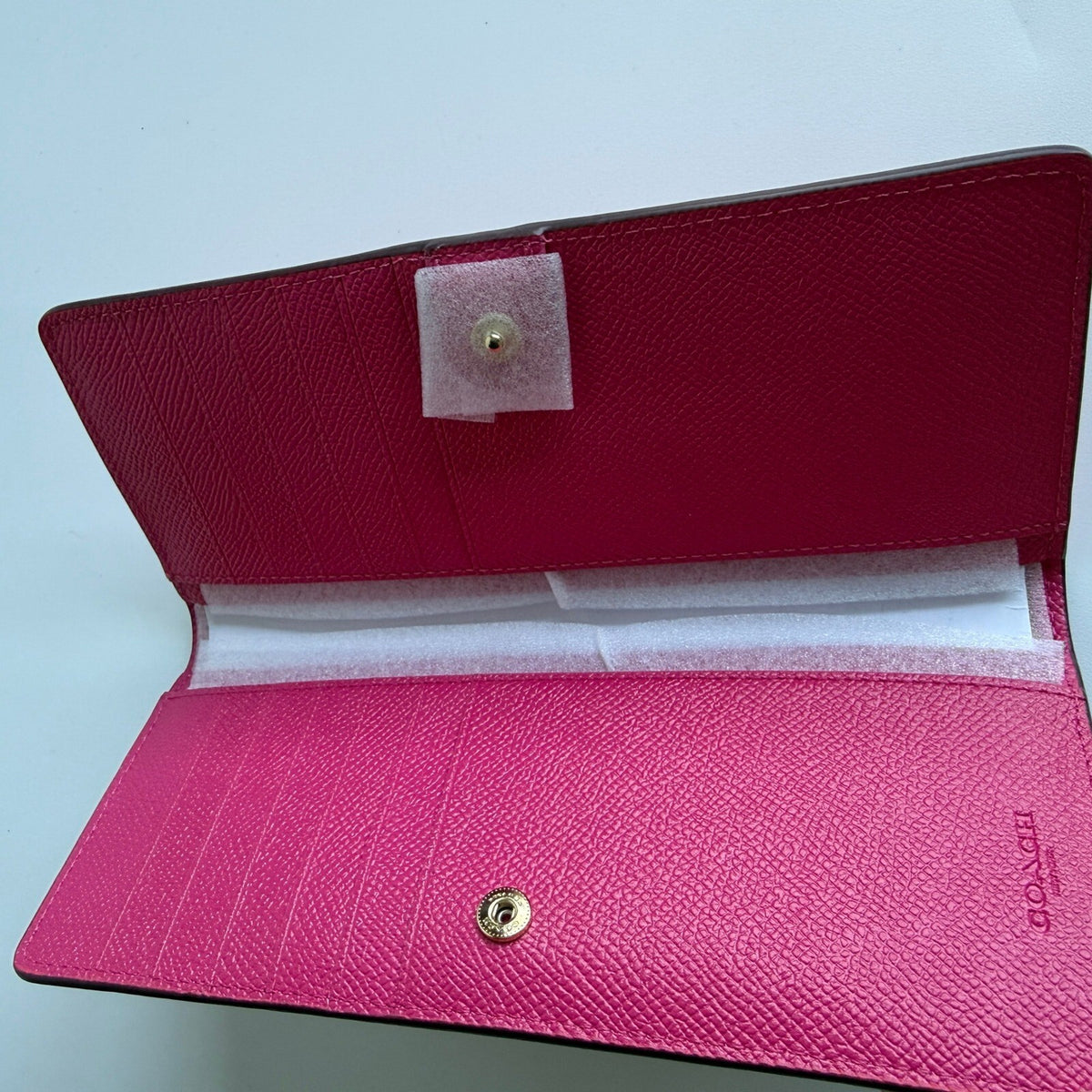 Coach Slim Wallet Bold Pink Crossgrain Leather Long Clutch C3440