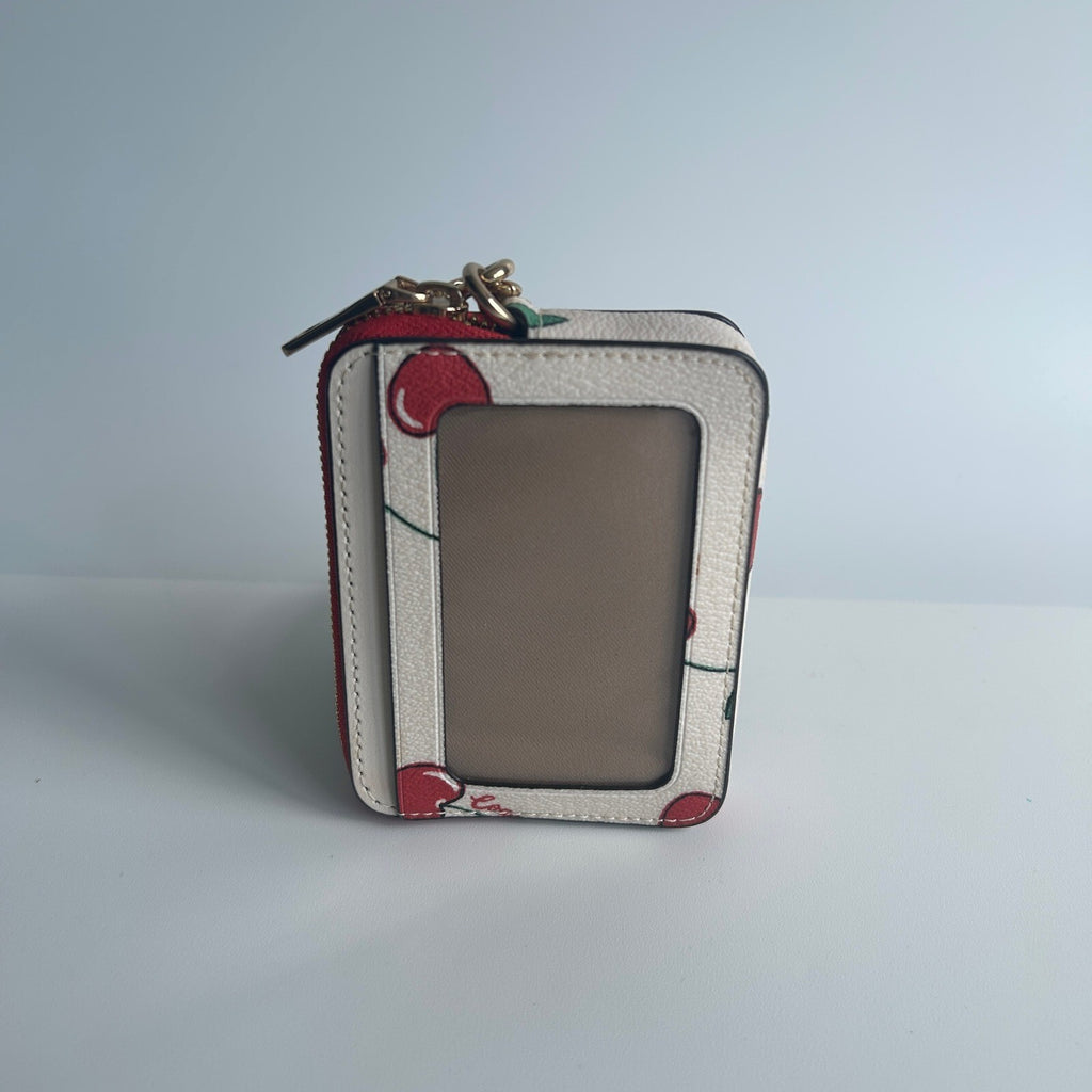 Coach Zip Card Case Chalk Multi Leather Wallet CF409