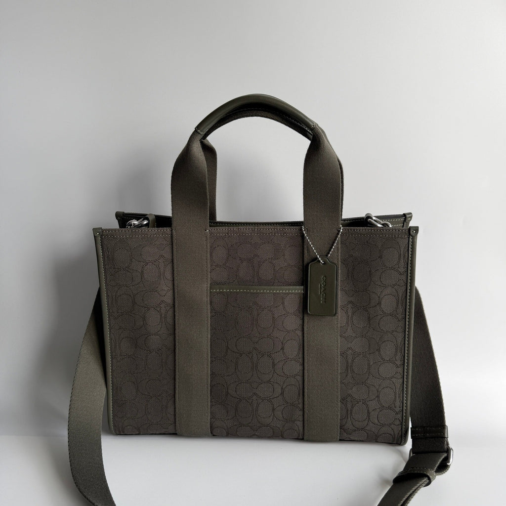 Coach Smith Tote Olive Drab Signature Jacquard Leather Crossbody CY367