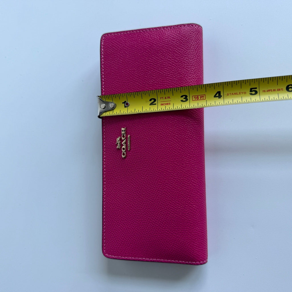 Coach Slim Wallet Bold Pink Crossgrain Leather Long Clutch C3440
