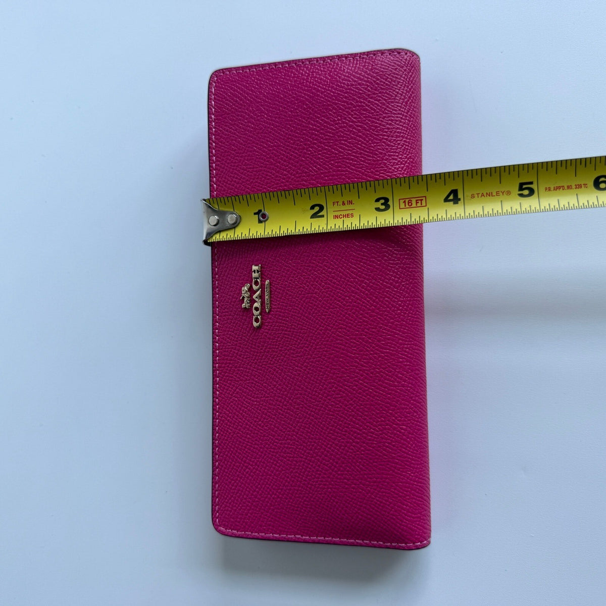 Coach Slim Wallet Bold Pink Crossgrain Leather Long Clutch C3440