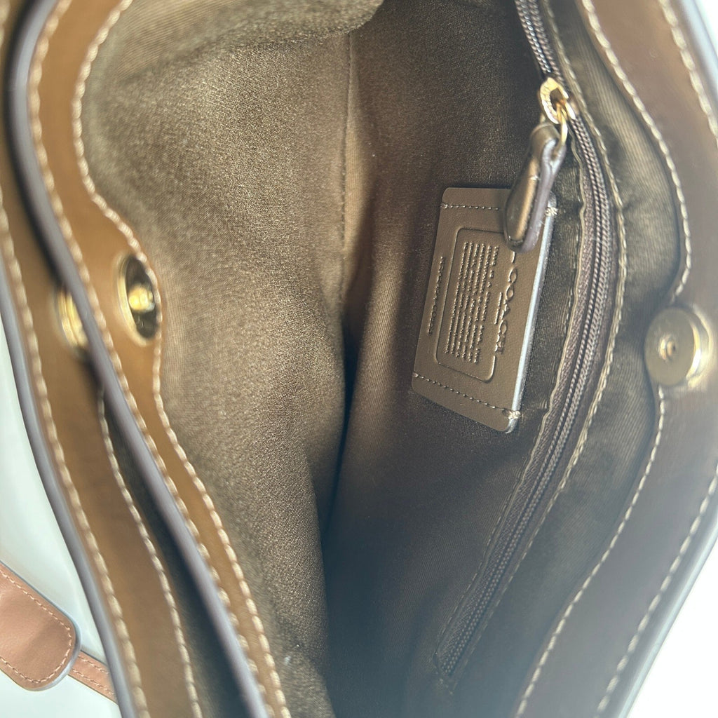 Coach Penelope Shoulder Bag Khaki Saddle Brown Signature Canvas CO953