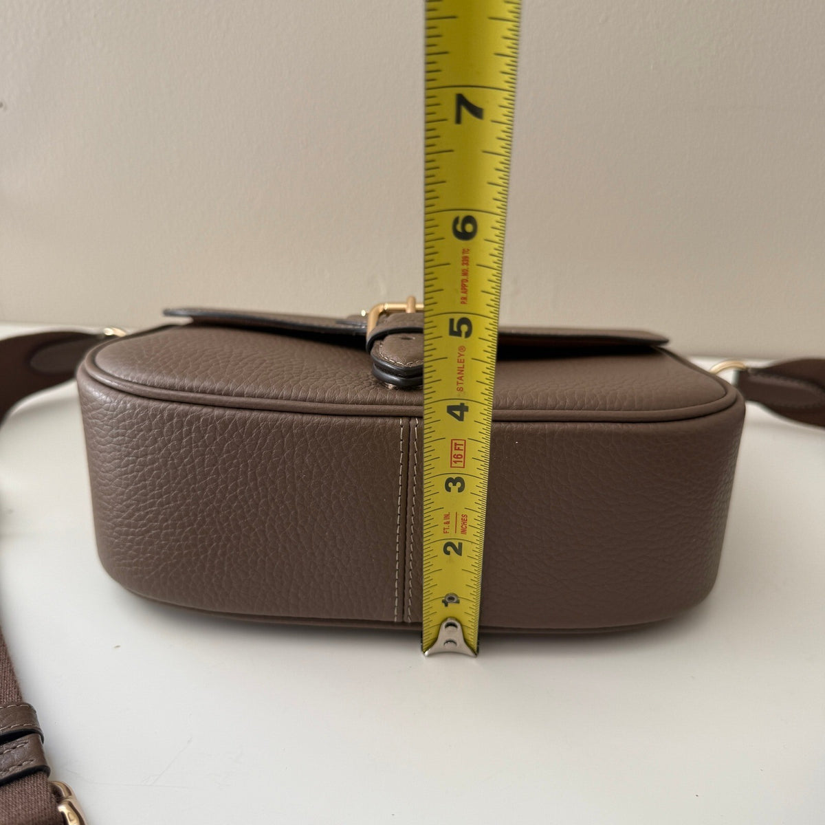 Coach Amelia Saddle Bag Dark Stone Leather Crossbody CP107