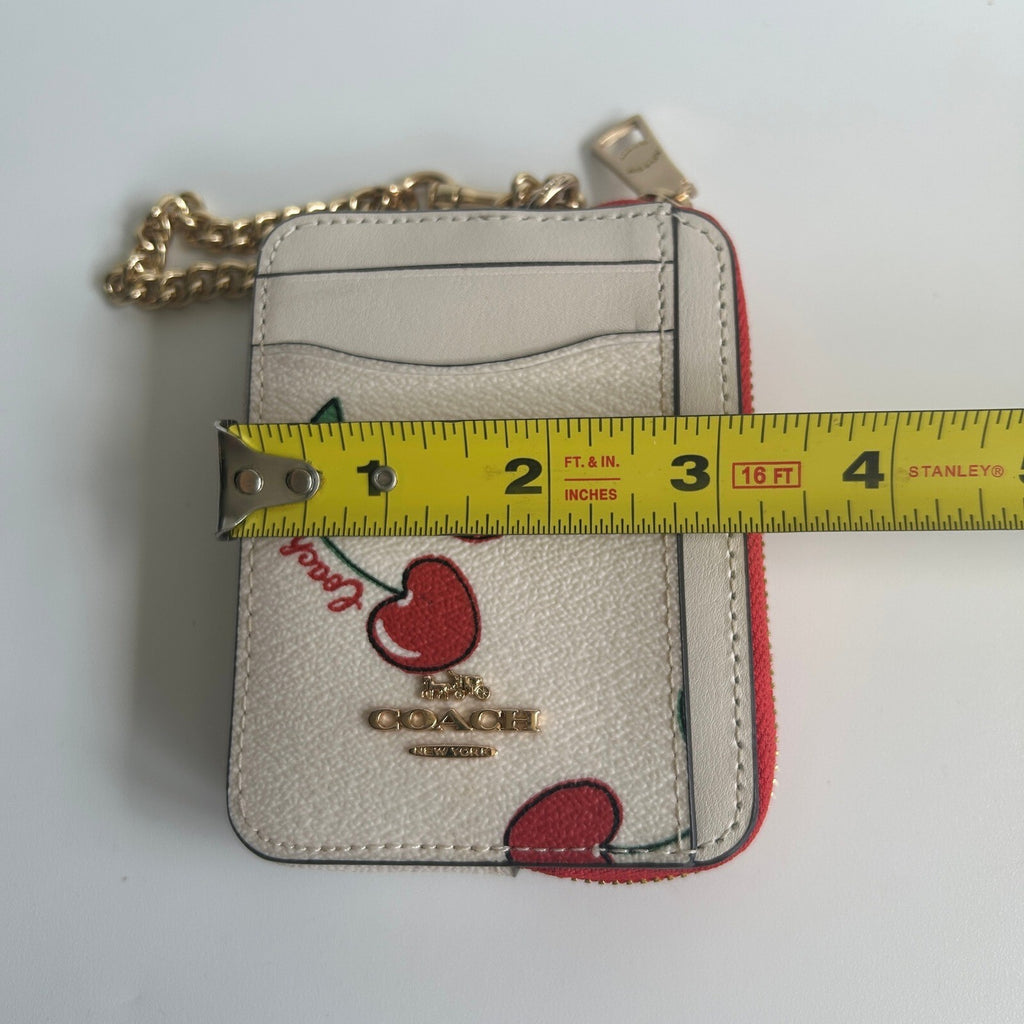 Coach Zip Card Case Chalk Multi Leather Wallet CF409