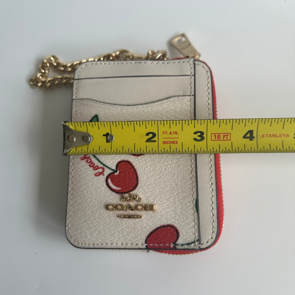 Coach Zip Card Case Chalk Multi Leather Wallet CF409