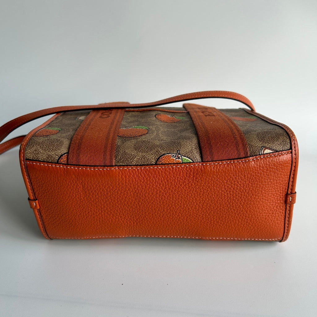 Coach Smith Tote 24 Orange Print Signature Canvas Crossbody Handbag CAR81