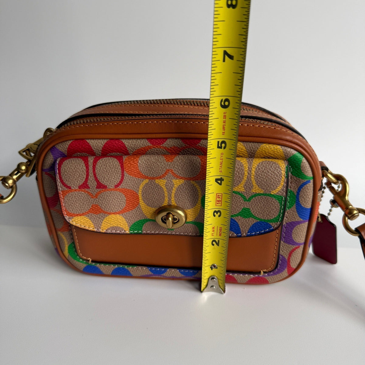 Coach Pride Willow Camera Bag Rainbow Tan Multi Canvas Crossbody C5143