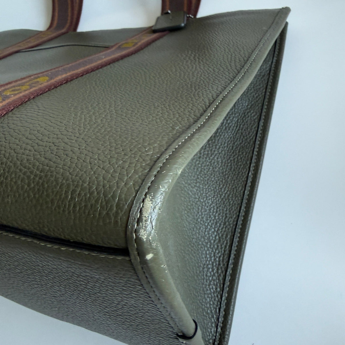 Coach Smith Olive Drab Green Pebble Leather Large Tote Bag CM716
