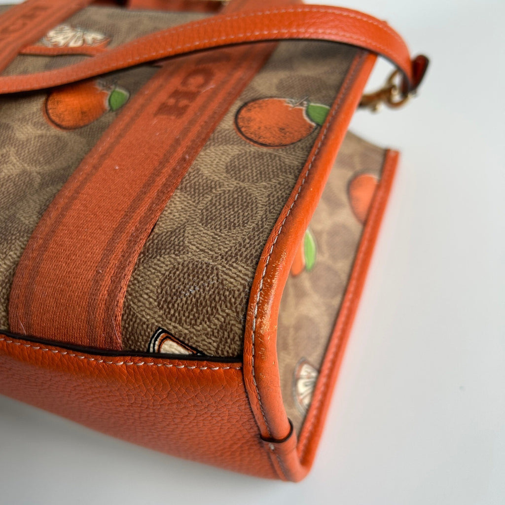 Coach Smith Tote 24 Orange Print Signature Canvas Crossbody Handbag CAR81