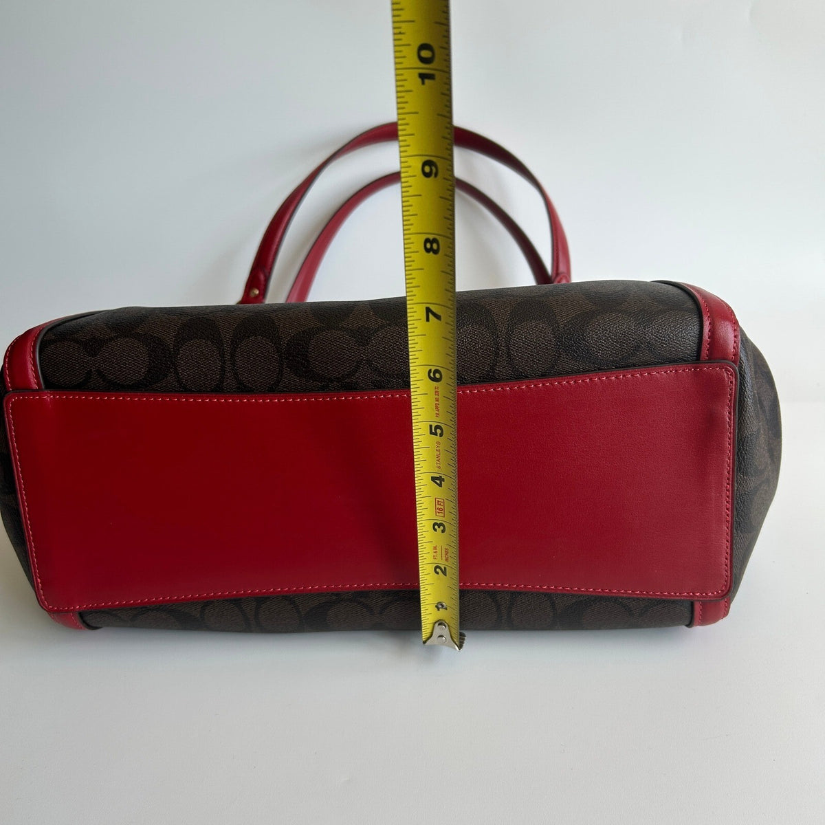 Coach Kristy Shoulder Bag Brown Red Signature Canvas C6232