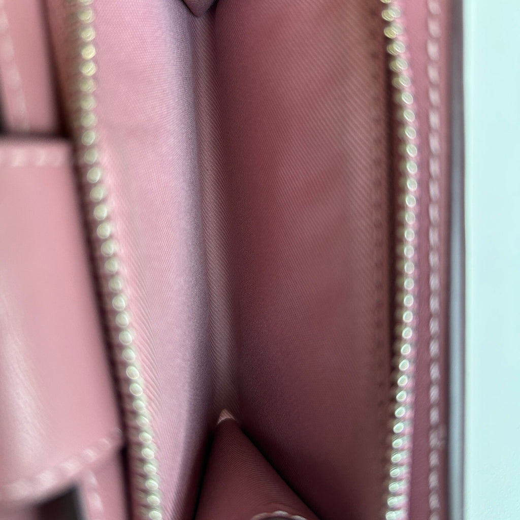 Coach Medium Corner Zip Wallet Brown Pink Signature Canvas Wallet C0082