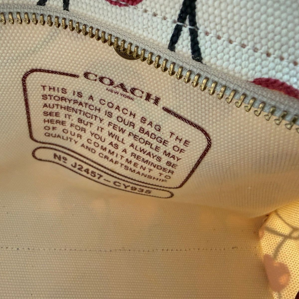 Coach Cargo Tote Bag 26 Chalk Multi Cherry Print Canvas CY935
